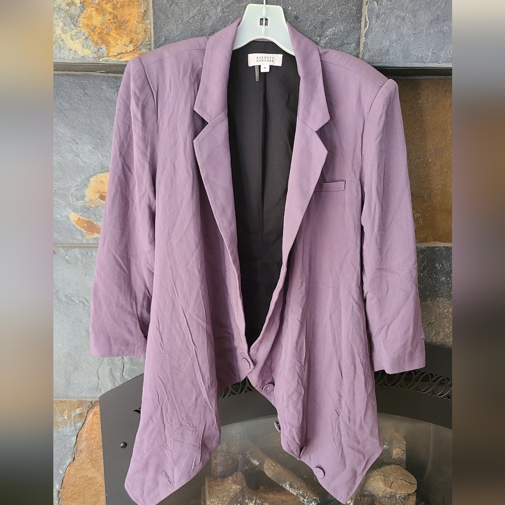 Barneys New York Asymmetrical Purple Open Cardigan Style Blazer Jacket 0/XS